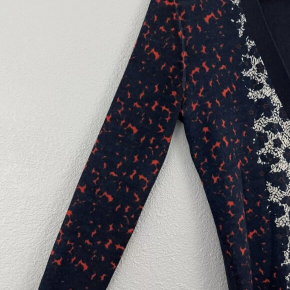 Tory Burch Sweater Floral Navy, Red &White, V Line Logo Buttons XS (Orig. $280) - Picture 5 of 6